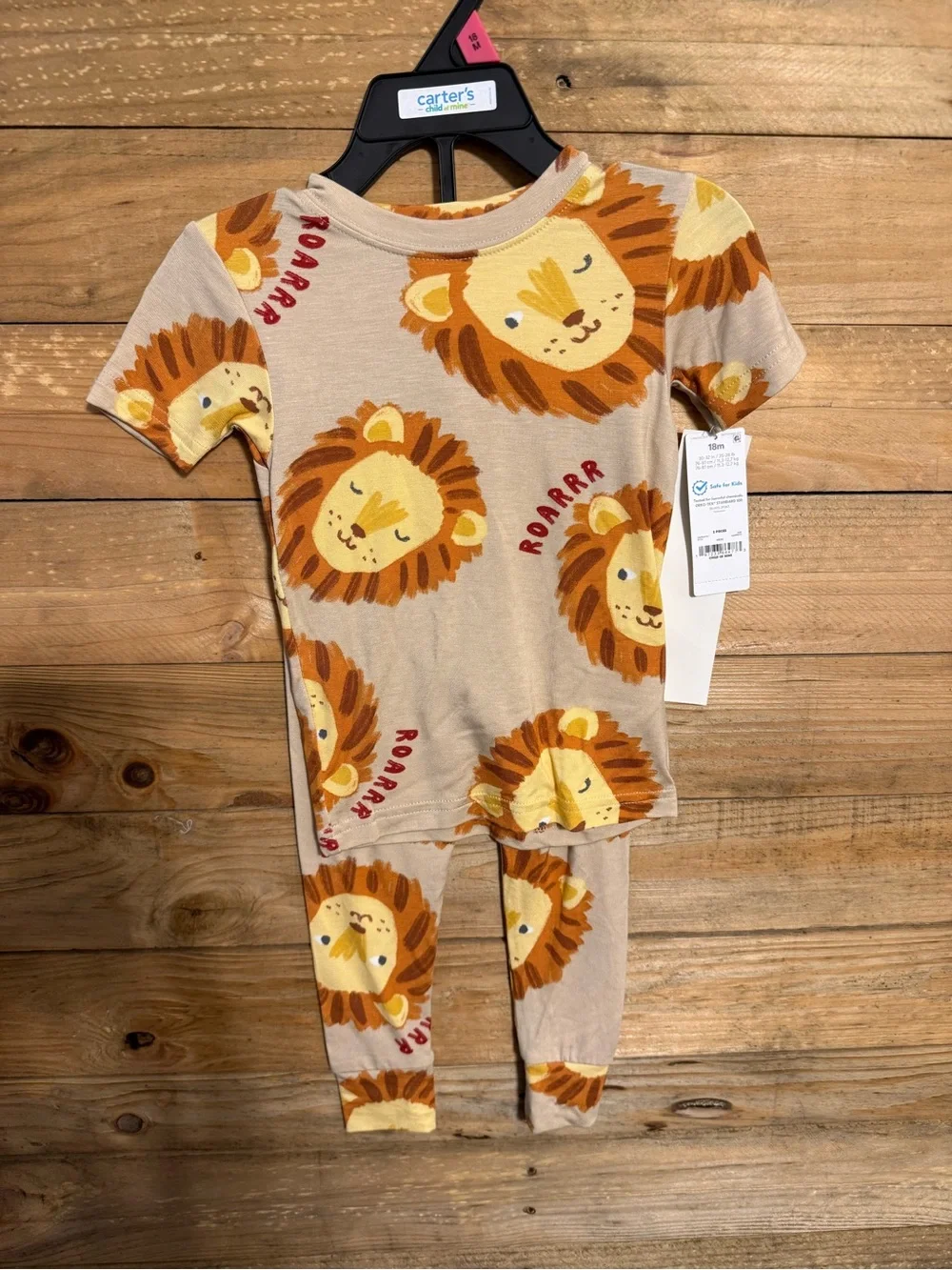 Carter's Tan Lion Print Short-Sleeve Pajama Set